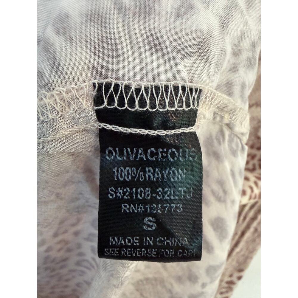 Olivaceous Sheer Animal Print Blouse Size Small Boho Snake Leopard Top - Picture 6 of 8